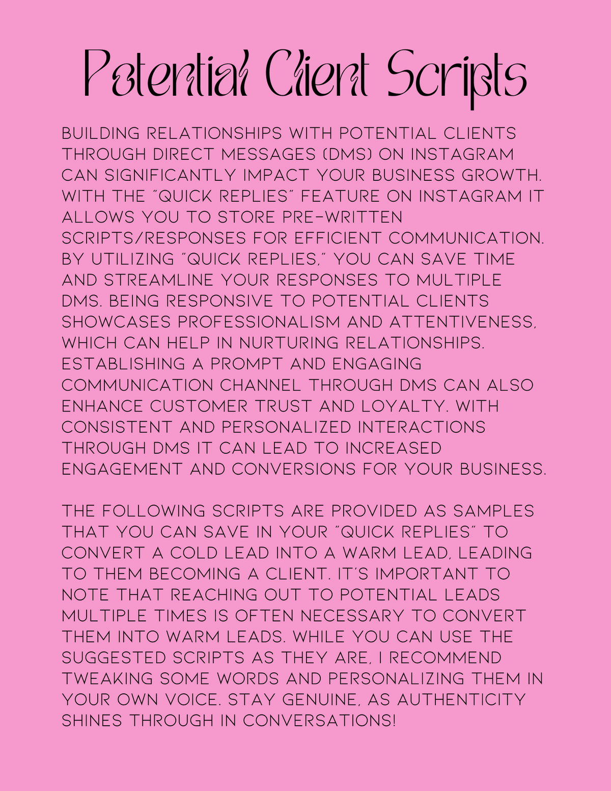 Potential Client Scripts – Evolve PMU